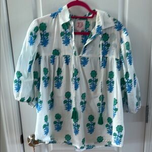 Floral Shirt - White and Green